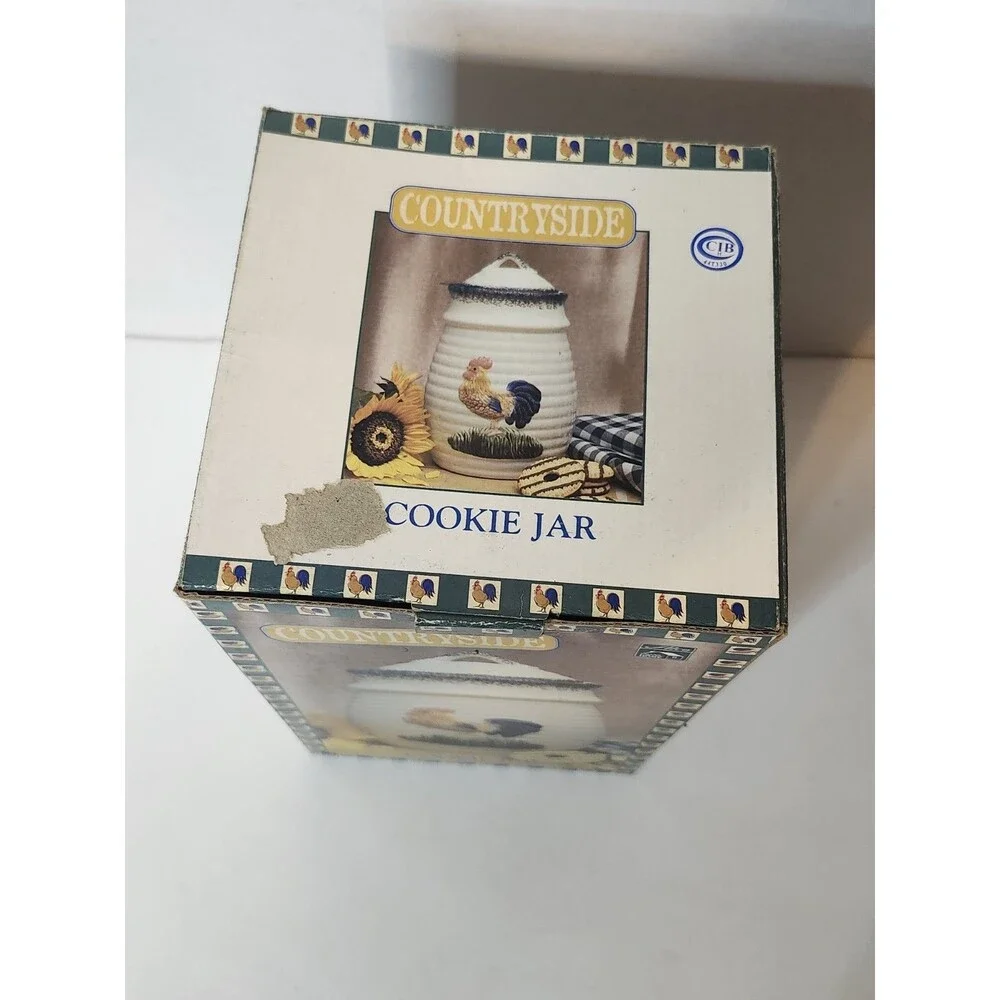 ALCO Industries Countryside Rooster Ceramic Cookie Jar farmhouse Open Box